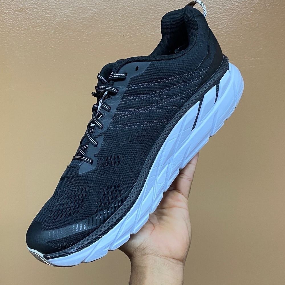 Hoka One One Clifton 6 Men’s Running Sneakers Black And White Size 14 - Picture 9 of 16